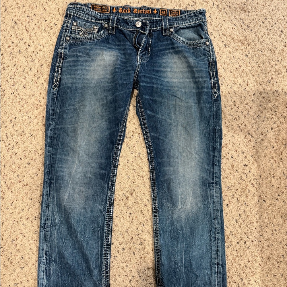 Rock Revival Blue Men's Jeans "Caiden" Straight 40x30